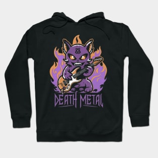 Death Metal Satanic Baphomet Cat playing guitar Hoodie